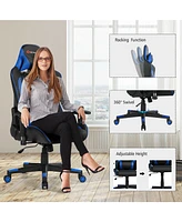 Costway Massage Gaming Chair Reclining Racing w/Lumbar Support