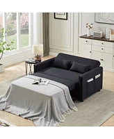 Streamdale Furniture Linen Loveseat Sleeper with Pull-Out Bed & Pillows