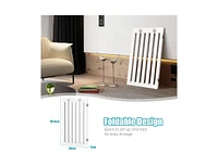 Slickblue 36 Inch Folding Wooden Freestanding Pet Gate Dog Gate with 360° Flexible Hinge