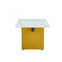 Glass Top Coffee and Dining Table Set with Golden Columns
