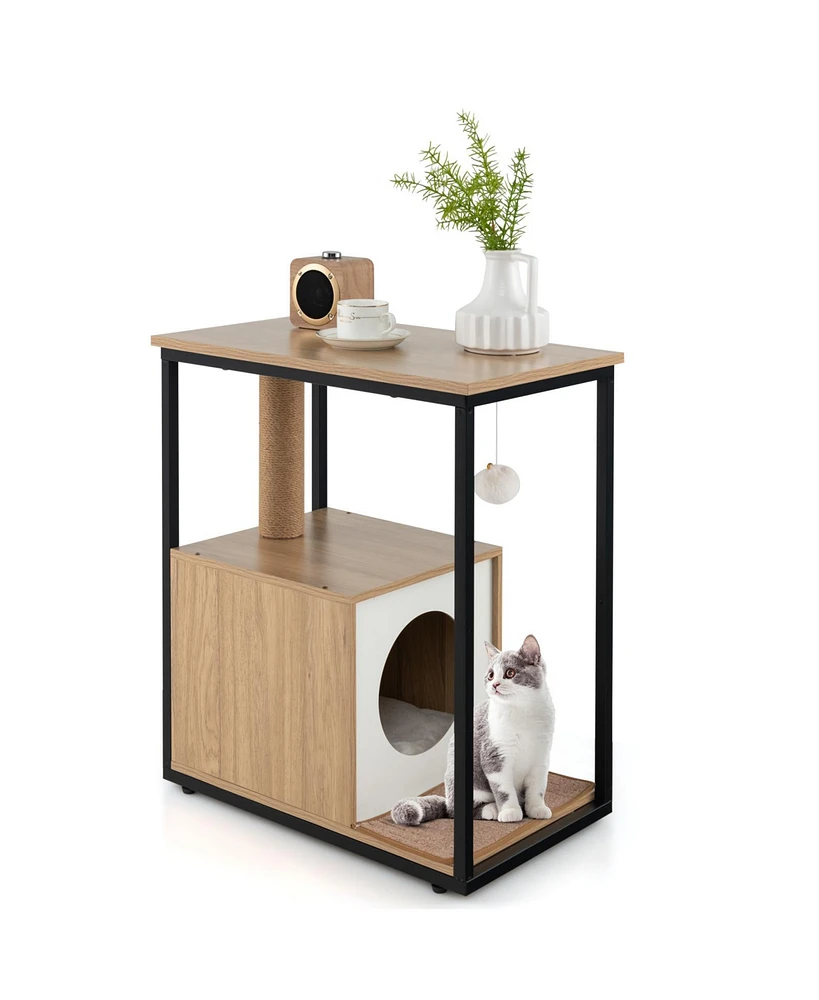 Slickblue Cat Furniture End Table House with Scratching Post