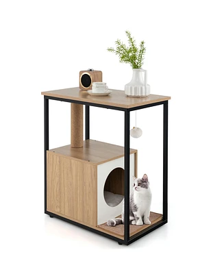 Slickblue Cat Furniture End Table House with Scratching Post