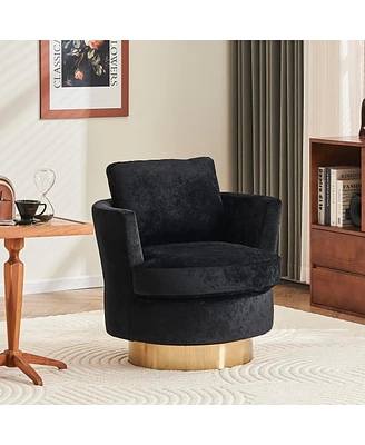 Streamdale Furniture Velvet Swivel Barrel Chair with Gold Base