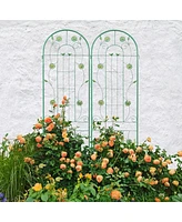 Metal garden trellis for climbing plants, 86.7" x 19.7" rustproof, outdoor flower support