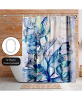 71x74 Floral Shower Curtain - Aqua Floral by Hope Bainbridge