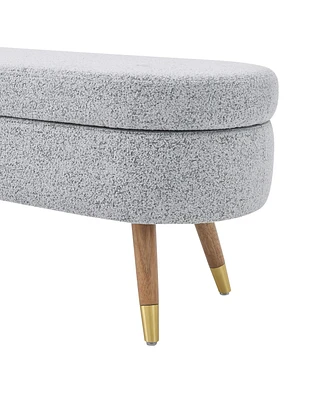 Simplie Fun Grey Upholstered Storage Bench with Golden Metal Legs