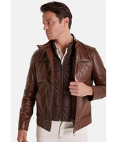 Men's Brown Leather Jacket, Elephant