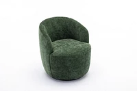 Chenille Fabric Swivel Accent Armchair Barrel Chair With Black Powder Coating Metal Ring