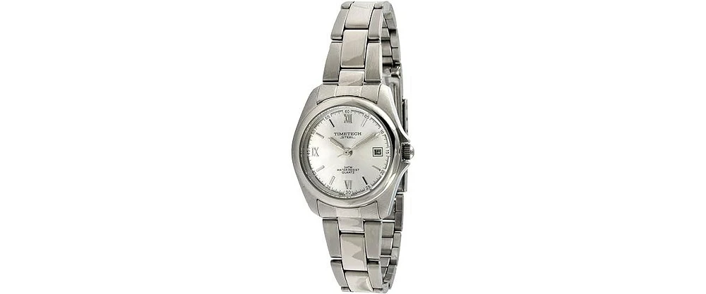 Timetech Women's Stainless Steel Silver Dial Bracelet Watch