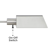 Jenson Traditional Farmhouse Adjustable Pharmacy Light Floor Lamp Swing Arm Standing Base 54" Tall Brushed Nickel Silver Metal for Living Room Re