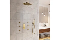 Casainc 3 Functions 12 Inch Wall Mount Thermostatic Shower System with 6 Body Jets