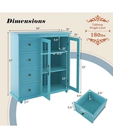 Sugift Buffet Sideboard Table Kitchen Storage Cabinet with Drawers and Doors