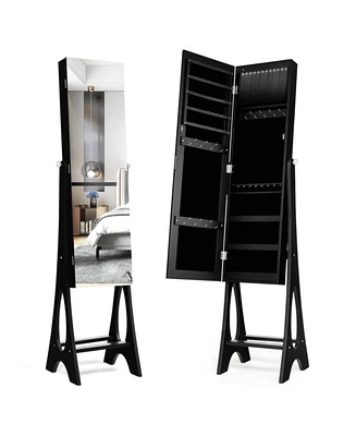 Sugift Freestanding Jewelry Cabinet Armoire Organizer with Bevel Edge Mirror