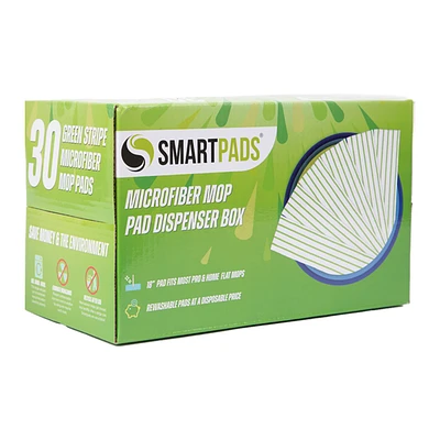 Arkwright Home Smart Pads - Reusable Microfiber Mop Pad Refills (Box of 30), Color Options, 18"