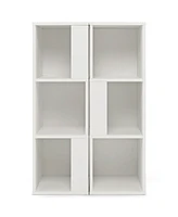 Sugift 3-Tier 6 Cube White Freestanding Bookcase with Anti-toppling Device