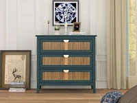 3 Drawer Cabinet, Natural Rattan, American Furniture, Suitable For Bedroom, Living Room, Study