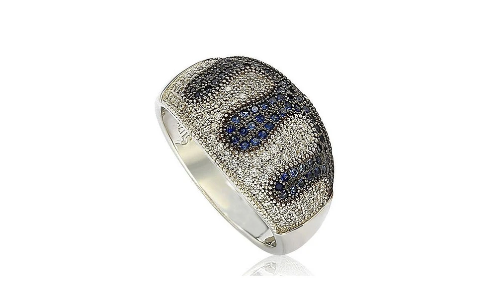 Suzy Levian Sterling Silver Cubic Zirconia Pave Wave Ring