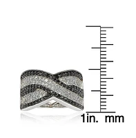 Suzy Levian New York Suzy Levian Sterling Silver Cubic Zirconia Pave Crossover 'X' Ring