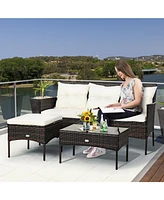 Sugift 3 Pieces Patio Furniture Conversation Sets with 5 Cozy Cushions