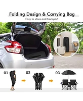 Vebreda Portable Folding Picnic Double Chair With Umbrella