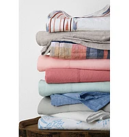 Lands' End Garment Washed Chambray Flax Linen Breathable Bed Sheet Set