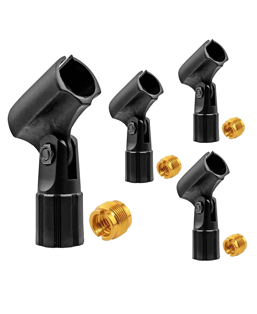 5 Core Universal Microphone Clip Holder 4Pack Mic Mount w Gold Plated 5/8"