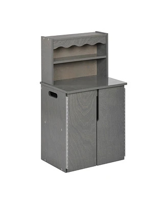 ECR4Kids Girls Play Kitchen Storage Cupboard, Dark Walnut