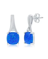 Caribbean Treasures Sterling Silver Opal & Cz Earrings