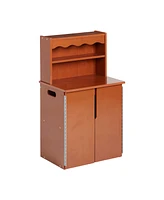 ECR4Kids Girls Play Kitchen Storage Cupboard, Dark Walnut