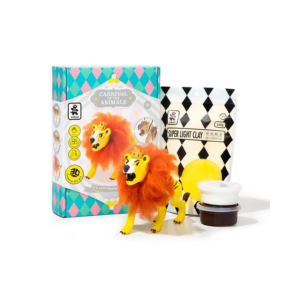 Flash Popup Diy 3D Wooden Puzzle Clay Kit: Lion