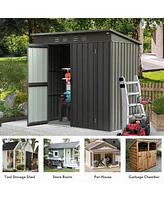Outdoor Metal Storage Shed with Sloping Roof and Lockable Door