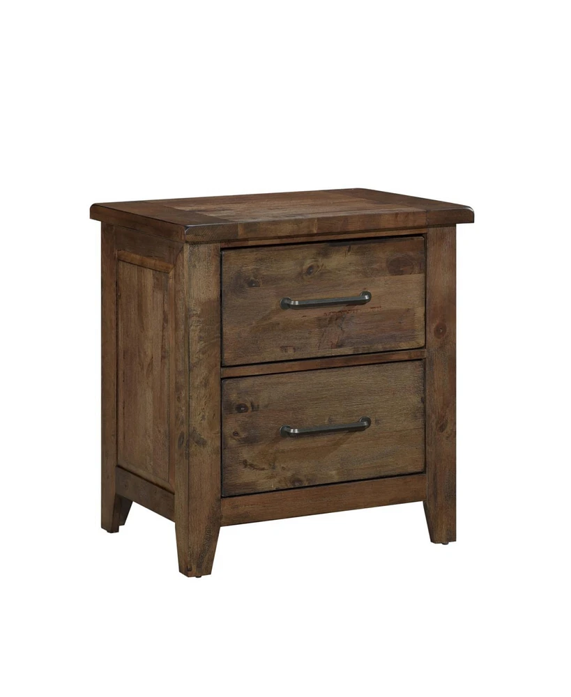 Streamdale Furniture Rustic Bedroom Nightstand Solid Rubberwood