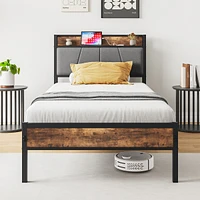 Streamdale Furniture Twin Size Bed Frame with Storage Headboard