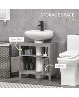 Streamdale Furniture Gray Bathroom Storage Cabinet with 2 Doors & Shelf