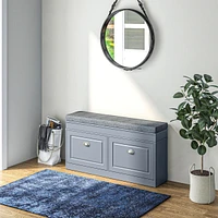 Entryway Shoe Rack Bench with Cushion and Storage