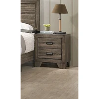 Streamdale Furniture 1 Piece Transitional 2-Drawer Nightstand With Metal Hardware Rustic Gray Finish Bedroom Furniture