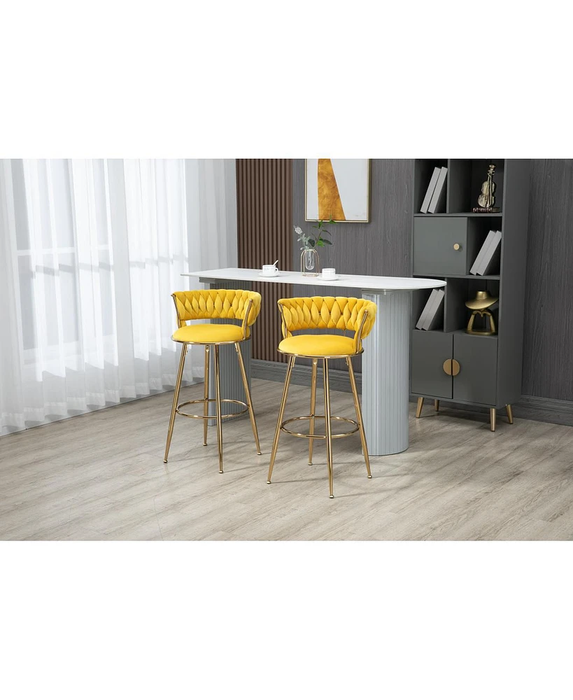 Simplie Fun Bar Stools With Back And Footrest Counter Height Bar Chairs Set of 2