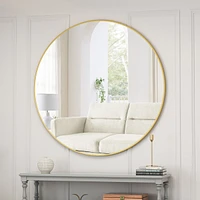 Streamdale Furniture 39" Gold Metal Framed Circular Wall Mirror