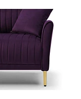 Streamdale Furniture Living Room Sofa Velvet Upholstered Couch Furniture For Home Or Office 3Seat, Purple