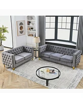 Streamdale Furniture 3 Seater + 2 Seater Combination Sofa.Grey Velv