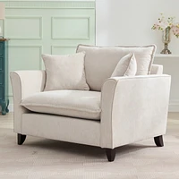 Oversized Chenille Armchair with Pillow
