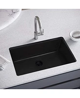 Streamdale Furniture 32x19 Inch Undermount Kitchen Sink 16 Gauge Stainless Steel Single Bowl Kitchen Sink Grey