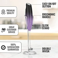 Double Whisk Milk Frother for Coffee With Upgraded Holster Stand