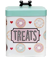 Amici Pet Barkers Dozen Metal Treats Canister with Push Top Lid, 96 oz.