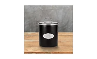 Amici Pet Cavalier Large Metal Canister Treats Jar, 118 oz., Black w/ Silver Lid