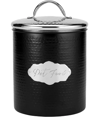 Amici Pet Cavalier Large Metal Canister Treats Jar, 118 oz., Black w/ Silver Lid