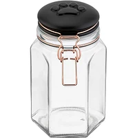 Amici Pet Bernese Glass Treats Canister, 40 oz., Clear w/ Black Lid