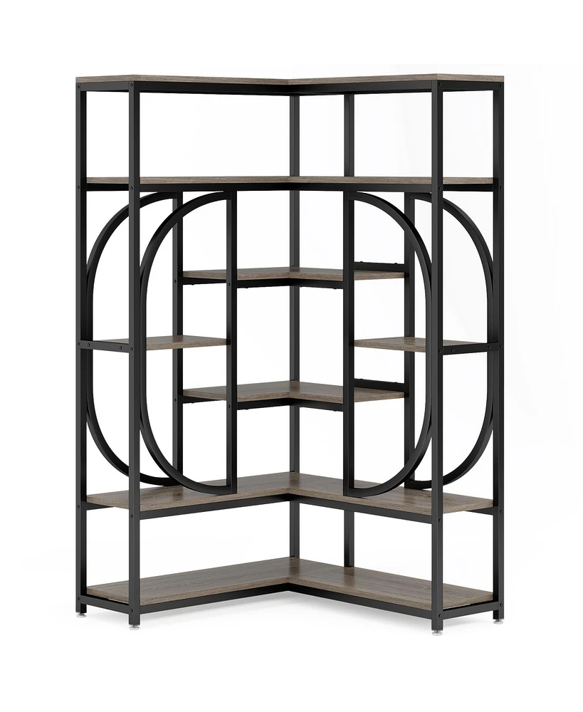 Tribesigns 7-Shelf Corner Bookshelf, Large Modern Corner Bookcase, Tall L