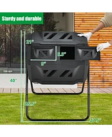 Slickblue 43 Gallon Composting Tumbler Compost Bin with Dual Rotating Chamber