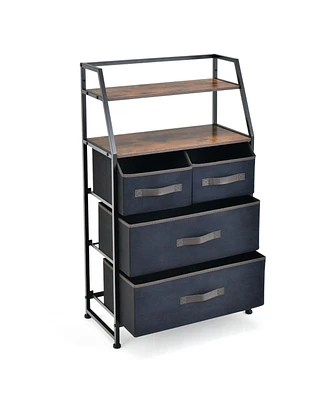 Slickblue 4-Drawer Free Standing Storage Dresser with 2 Open Shelves